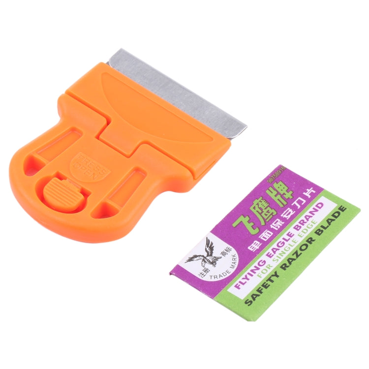 กาวกำจัดไม้กวาดหุ้มยางสติ๊กเกอร์ทำความสะอาดด้ามพลาสติกมีดโกน, Mini Glue Remover Squeegee (Orange), Mini Glue Remover Squeegee(Yellow)