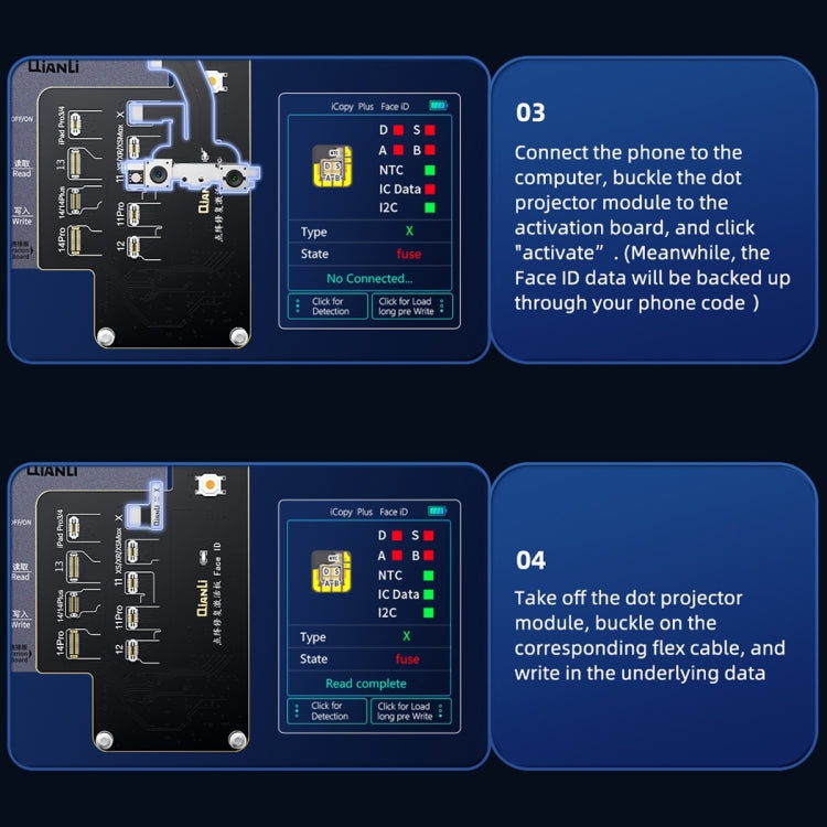 QianLi iCopy Plus Specialized Face ID Recovery และ Activation Board สำหรับ iPhone X ถึง 14 Series, ID Recovery Activation Module