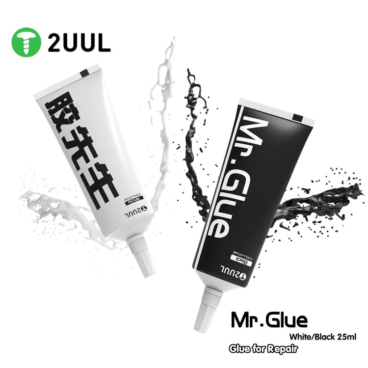 2UUL Mr Glue 25ml กาวที่แข็งแกร่งสำหรับการซ่อมแซม, Glue Black, Glue White