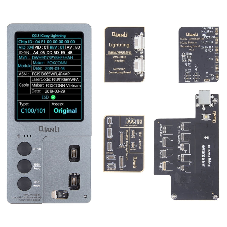 สำหรับ iPhone 6 - 14 Pro Max 5 in 1 Qianli iCopy Plus 2.2 Repair Detection Programmer Set, Plug: US, 5 in 1