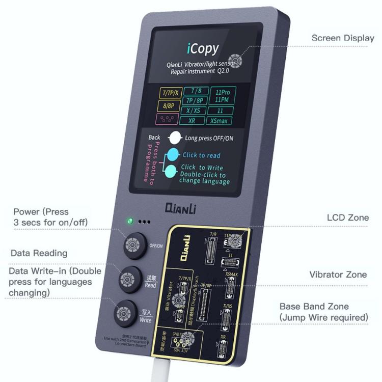 สำหรับ iPhone 6 - 14 Pro Max 5 in 1 Qianli iCopy Plus 2.2 Repair Detection Programmer Set, Plug: US, 5 in 1