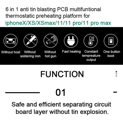 บากู BA-676 110V-120V Multifuntional PCB IC กาวลบแพลตฟอร์มทำความร้อนอุณหภูมิสำหรับ iPhone X / XS / XS Max / 11 / 11 Pro / 11 Pro Max, ปลั๊ก CN, CN Plug