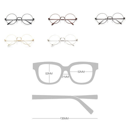 แว่นตากรอบกลม Small Fresh, Bronze, Gun gray, Round-Framed Glasses, Golden, Silver
