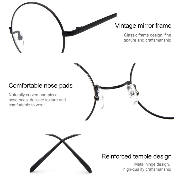 แว่นตากรอบกลม Small Fresh, Bronze, Gun gray, Round-Framed Glasses, Golden, Silver