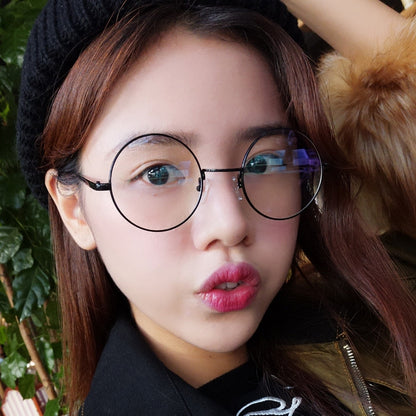 แว่นตากรอบกลม Small Fresh, Bronze, Gun gray, Round-Framed Glasses, Golden, Silver