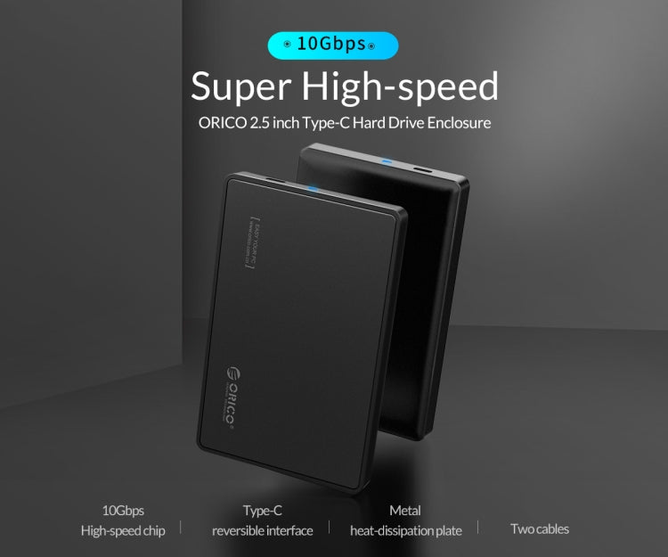 ORICO กล่องใส่ฮาร์ดไดรฟ์ Type-C ขนาด 2.5 นิ้ว, USB 3.1 Gen2 Type-C