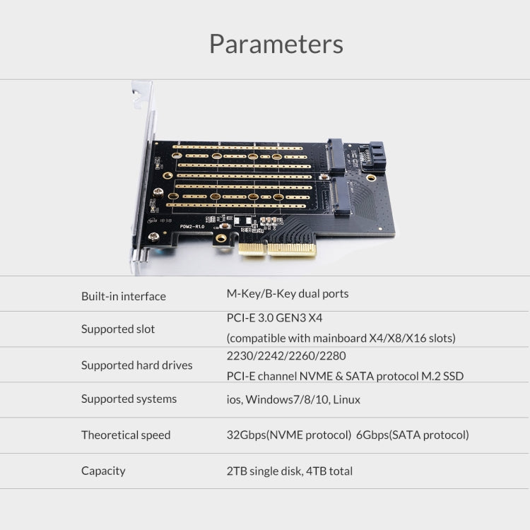 ORICO PDM2 M.2 NVME เป็นการ์ดเอ็กซ์แพนชัน PCI-E 3.0 X4