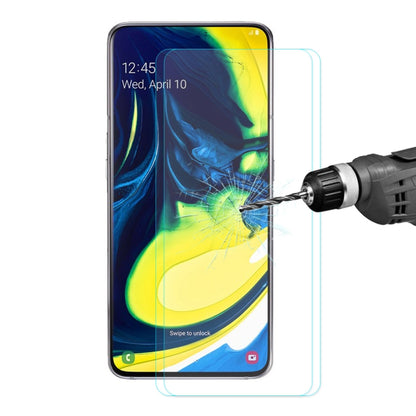 2 ชิ้น ENKAY Hat-Prince 0.26mm 2.5D 9H ฟิล์มป้องกันกระจกนิรภัยสำหรับ Samsung Galaxy A80