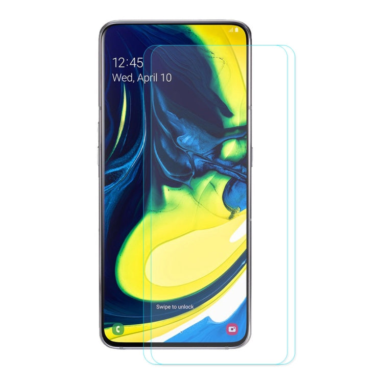 2 ชิ้น ENKAY Hat-Prince 0.26mm 2.5D 9H ฟิล์มป้องกันกระจกนิรภัยสำหรับ Samsung Galaxy A80