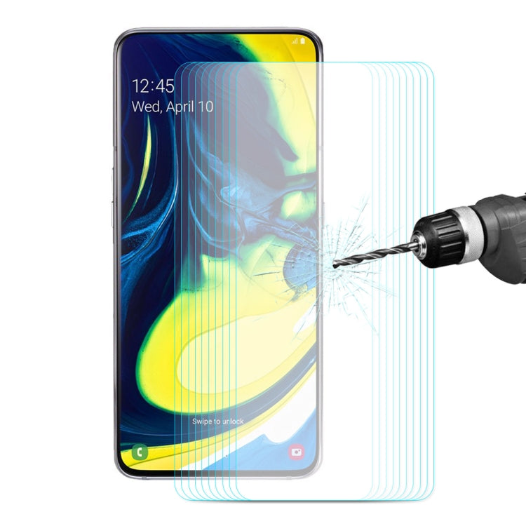 10 ชิ้น ENKAY Hatprince 0.26mm 9H 2.5D ฟิล์มกระจกนิรภัยขอบโค้งสำหรับ Galaxy A80