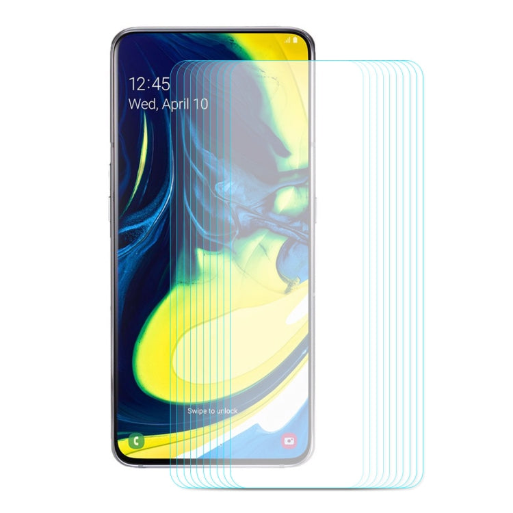 10 ชิ้น ENKAY Hatprince 0.26mm 9H 2.5D ฟิล์มกระจกนิรภัยขอบโค้งสำหรับ Galaxy A80