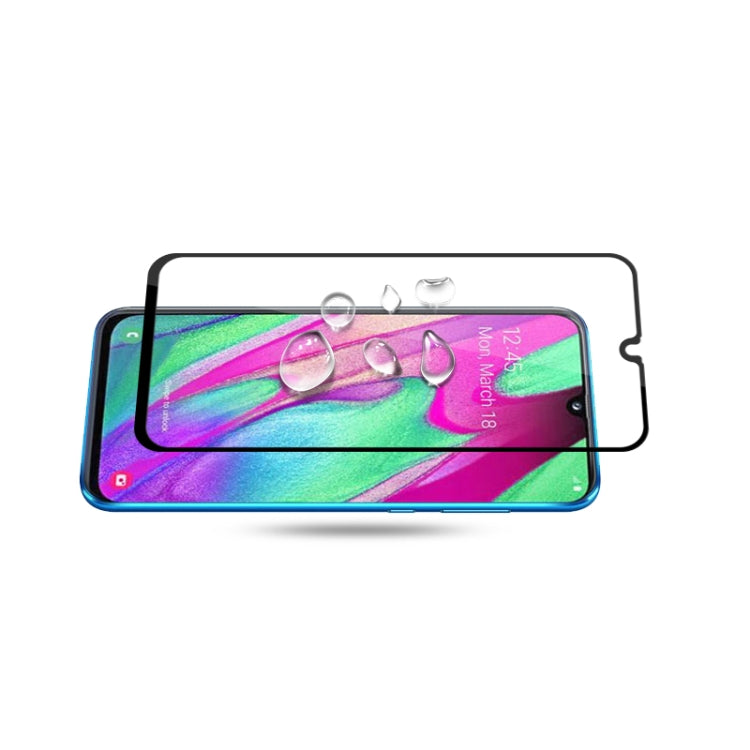 mocolo 0.33mm 9H 2.5D เต็มกาวผ้าไหมพิมพ์ฟิล์มกระจกนิรภัยสำหรับ Galaxy A40 รองรับการปลดล็อคลายนิ้วมือ (สีดำ)