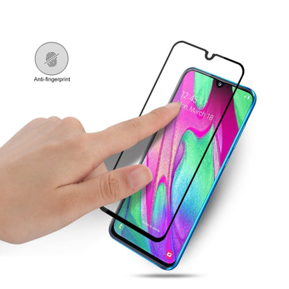 mocolo 0.33mm 9H 2.5D เต็มกาวผ้าไหมพิมพ์ฟิล์มกระจกนิรภัยสำหรับ Galaxy A40 รองรับการปลดล็อคลายนิ้วมือ (สีดำ)