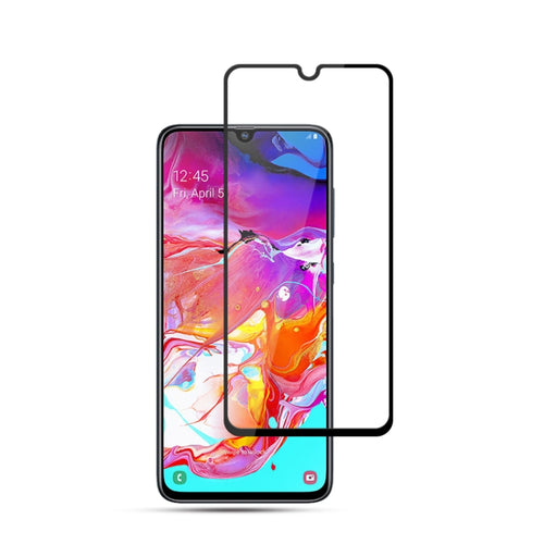 mocolo 0.33mm 9H 2.5D เต็มกาวผ้าไหมพิมพ์ฟิล์มกระจกนิรภัยสำหรับ Galaxy A70 รองรับการปลดล็อคลายนิ้วมือ (สีดำ), For Galaxy A70