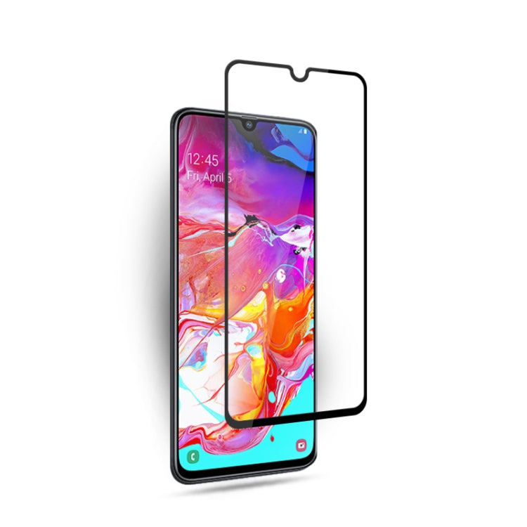 mocolo 0.33mm 9H 2.5D เต็มกาวผ้าไหมพิมพ์ฟิล์มกระจกนิรภัยสำหรับ Galaxy A70 รองรับการปลดล็อคลายนิ้วมือ (สีดำ), For Galaxy A70