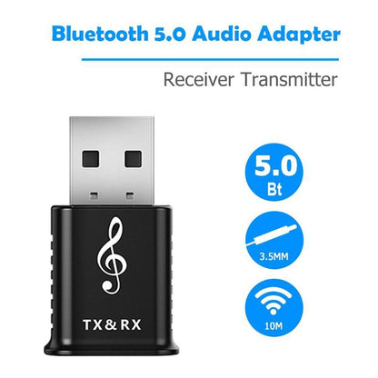 MSD168 2 ใน 1 เครื่องส่งสัญญาณบลูทูธ Mini 3.5 มม.AUX สเตอริโอไร้สายบลูทูธ 5.0 อะแดปเตอร์สำหรับรถยนต์ทีวี PC MP3