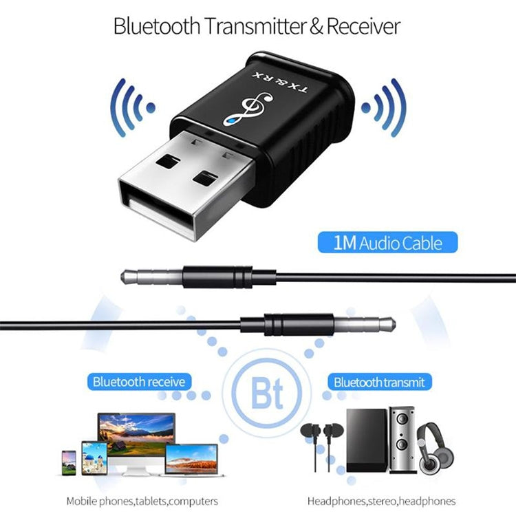 MSD168 2 ใน 1 เครื่องส่งสัญญาณบลูทูธ Mini 3.5 มม.AUX สเตอริโอไร้สายบลูทูธ 5.0 อะแดปเตอร์สำหรับรถยนต์ทีวี PC MP3