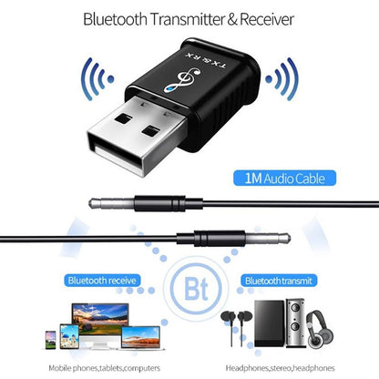 MSD168 2 ใน 1 เครื่องส่งสัญญาณบลูทูธ Mini 3.5 มม.AUX สเตอริโอไร้สายบลูทูธ 5.0 อะแดปเตอร์สำหรับรถยนต์ทีวี PC MP3