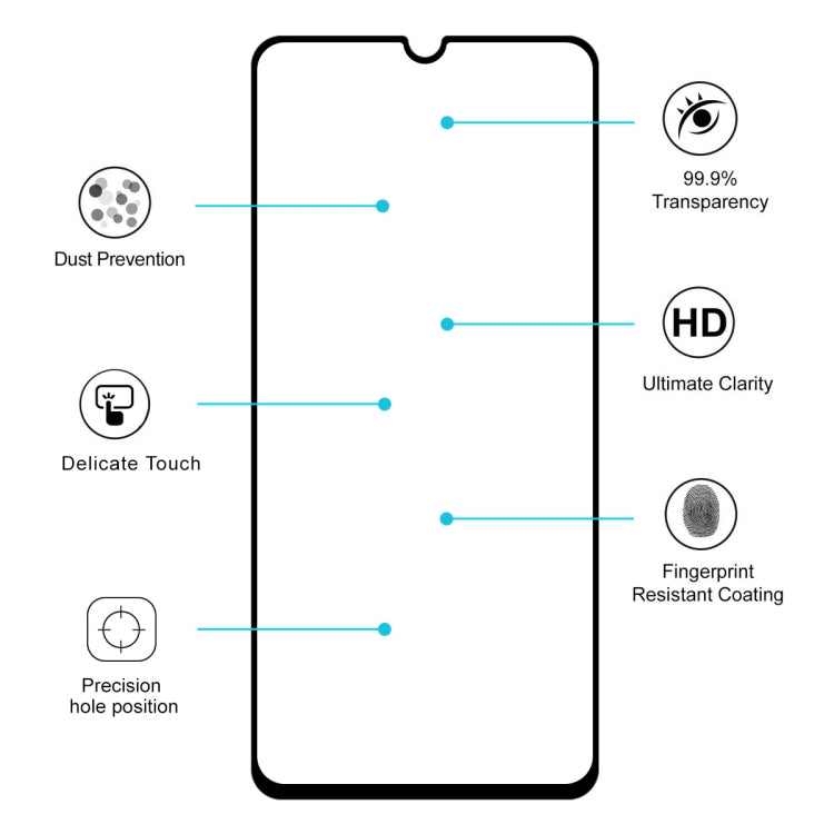 2 ชิ้น ENKAY Hatprince เต็มกาว 0.26 มิลลิเมตร 9H 2.5D ฟิล์มกระจกนิรภัยสำหรับ Galaxy A70