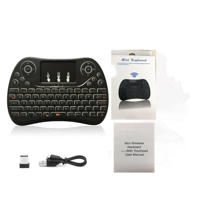 I8 Max 2.4GHz คีย์บอร์ดไร้สายขนาดเล็กพร้อมทัชแพดแบบชาร์จ Fly Air Mouse เกมอัจฉริยะ 7 สี Backlit