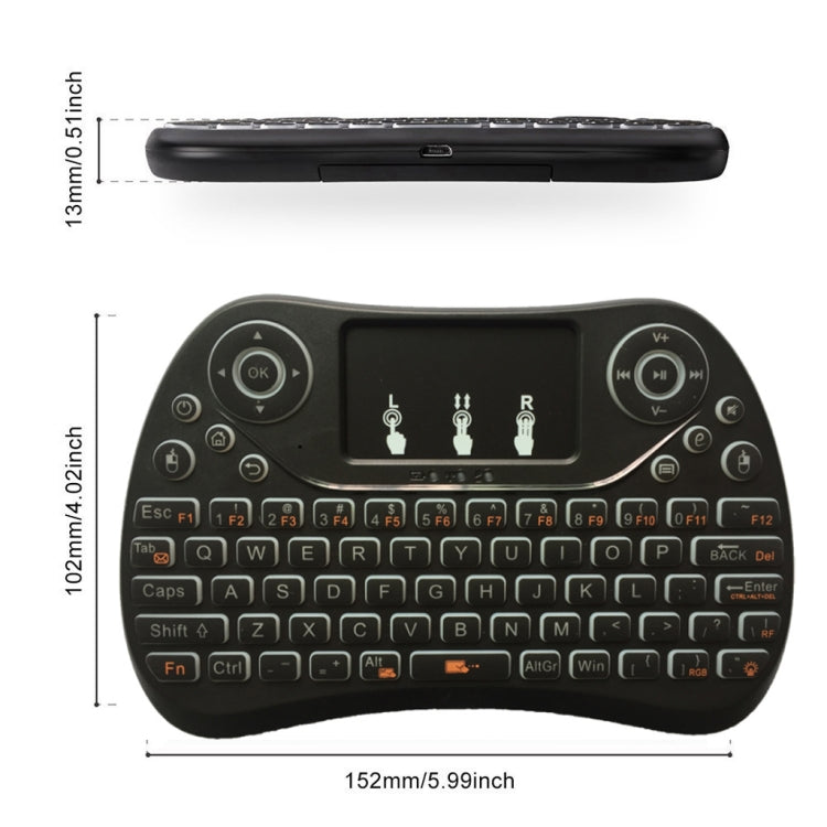 I8 Max 2.4GHz คีย์บอร์ดไร้สายขนาดเล็กพร้อมทัชแพดแบบชาร์จ Fly Air Mouse เกมอัจฉริยะ 7 สี Backlit