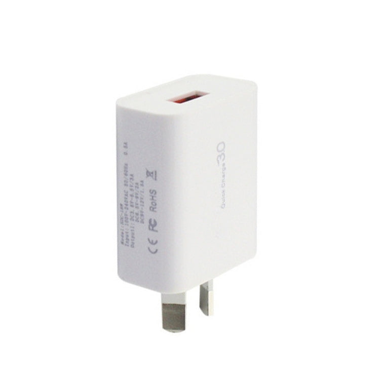 QC 3.0 18W 3A เครื่องชาร์จอินเทอร์เฟซ USB เดี่ยว, ปลั๊ก AU