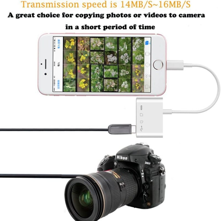 ZS-S1827 การ์ด SD 4 ใน 1 การ์ด TF การชาร์จ 8 พิน อินเตอร์เฟส USB ถึง 8 พินอินเตอร์เฟสกล้องอะแดปเตอร์อ่านรองรับระบบ iOS ทั้งหมด