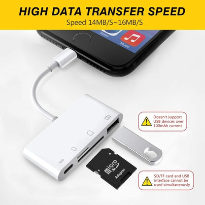 ZS-S1827 การ์ด SD 4 ใน 1 การ์ด TF การชาร์จ 8 พิน อินเตอร์เฟส USB ถึง 8 พินอินเตอร์เฟสกล้องอะแดปเตอร์อ่านรองรับระบบ iOS ทั้งหมด