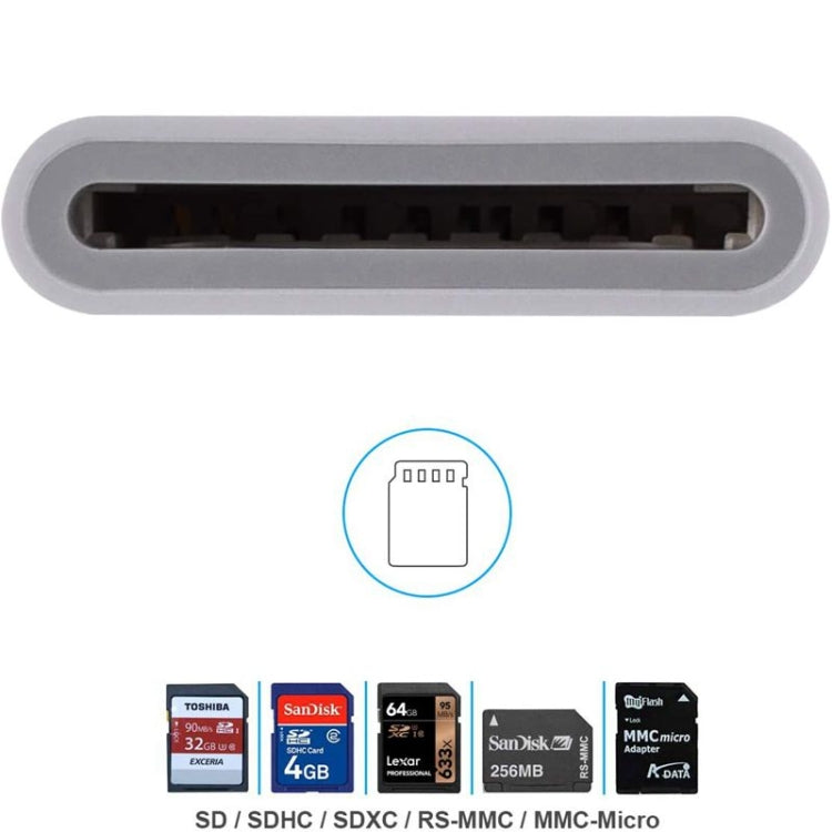 ZS-KL21810 8 Pin to SD Card Camera Card Reader Adapter รองรับระบบ iOS ทั้งหมด, SD Card Slot