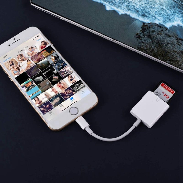 ZS-KL21810 8 Pin to SD Card Camera Card Reader Adapter รองรับระบบ iOS ทั้งหมด, SD Card Slot
