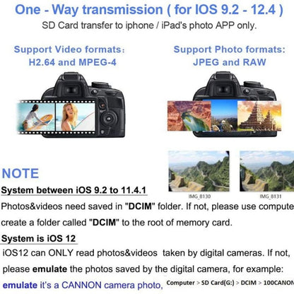 ZS-KL21810 8 Pin to SD Card Camera Card Reader Adapter รองรับระบบ iOS ทั้งหมด, SD Card Slot