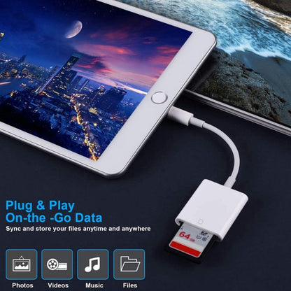 ZS-KL21810 8 Pin to SD Card Camera Card Reader Adapter รองรับระบบ iOS ทั้งหมด, SD Card Slot