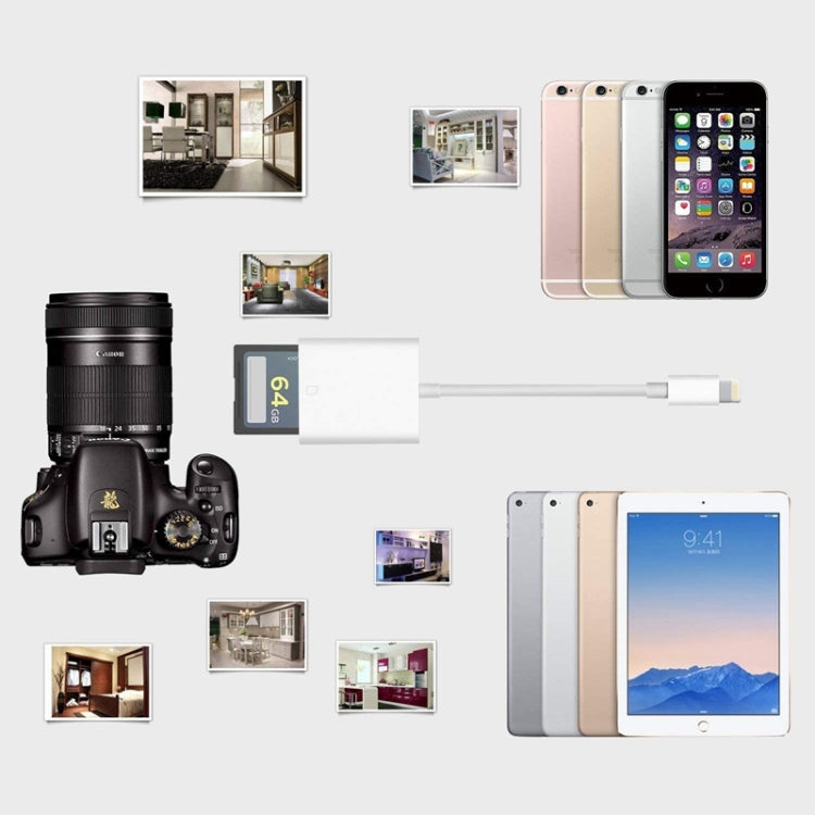 ZS-KL21810 8 Pin to SD Card Camera Card Reader Adapter รองรับระบบ iOS ทั้งหมด, SD Card Slot
