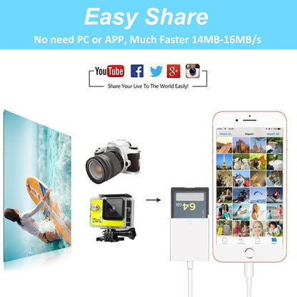 ZS-KL21810 8 Pin to SD Card Camera Card Reader Adapter รองรับระบบ iOS ทั้งหมด, SD Card Slot