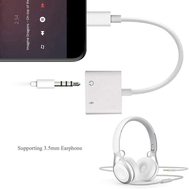ZS-KL21804 2 in 1 8 Pin to 3.5mm Audio + 8 Pin Charging Interface, อะแดปเตอร์หูฟัง, เหมาะสำหรับระบบ IOS ทั้งหมด, 8 Pin + 3.5mm