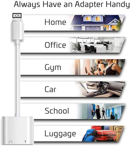 ZS-KL21804 2 in 1 8 Pin to 3.5mm Audio + 8 Pin Charging Interface, อะแดปเตอร์หูฟัง, เหมาะสำหรับระบบ IOS ทั้งหมด, 8 Pin + 3.5mm
