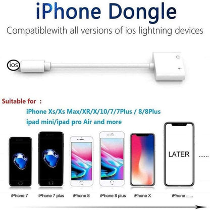 ZS-KL21804 2 in 1 8 Pin to 3.5mm Audio + 8 Pin Charging Interface, อะแดปเตอร์หูฟัง, เหมาะสำหรับระบบ IOS ทั้งหมด, 8 Pin + 3.5mm