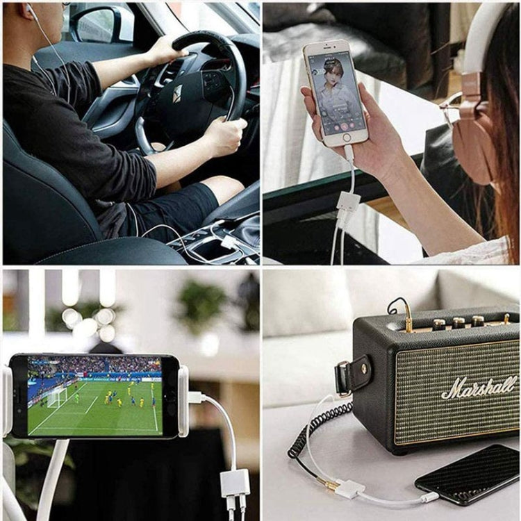 ZS-KL21804 2 in 1 8 Pin to 3.5mm Audio + 8 Pin Charging Interface, อะแดปเตอร์หูฟัง, เหมาะสำหรับระบบ IOS ทั้งหมด, 8 Pin + 3.5mm