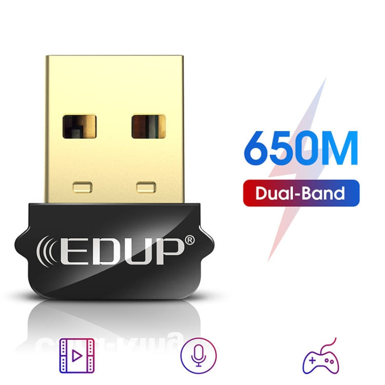 EDUP EP-AC1651 USB WIFI Adapter 650Mbps Dual Band 5G/2.4GHz การ์ดเครือข่ายไร้สายภายนอก WiFi Dongle สำหรับแล็ปท็อป Windows MacOS