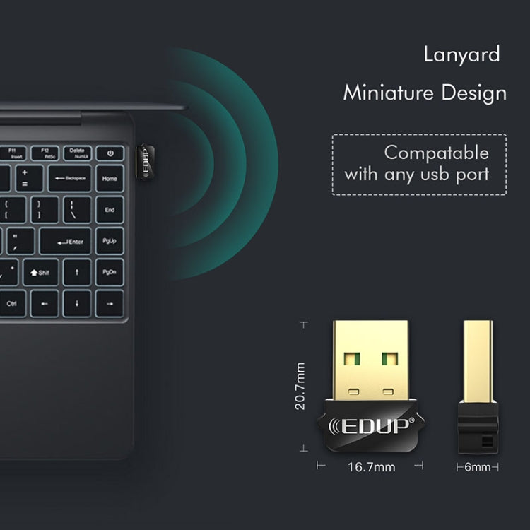 EDUP EP-AC1651 USB WIFI Adapter 650Mbps Dual Band 5G/2.4GHz การ์ดเครือข่ายไร้สายภายนอก WiFi Dongle สำหรับแล็ปท็อป Windows MacOS