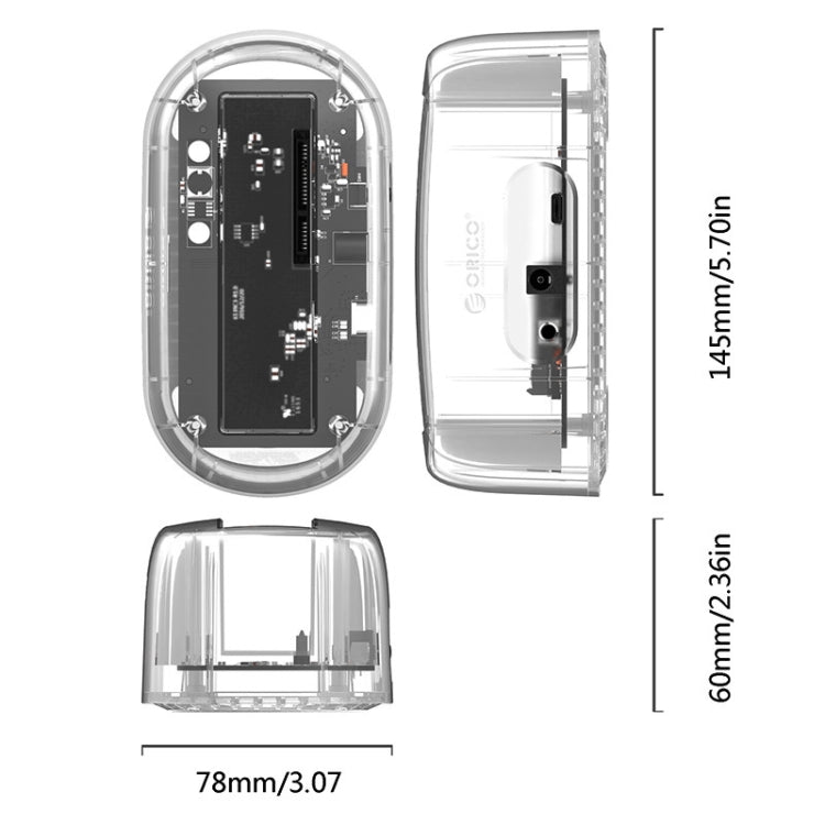 ORICO 6139C3-G2 แท่นวางฮาร์ดไดรฟ์ USB3.1 Gen2 Type-C ขนาด 3.5 นิ้วแบบโปร่งใส
