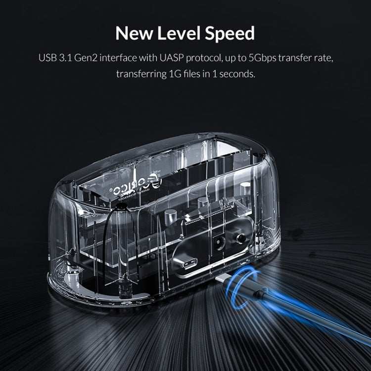 ORICO 6139C3-G2 แท่นวางฮาร์ดไดรฟ์ USB3.1 Gen2 Type-C ขนาด 3.5 นิ้วแบบโปร่งใส