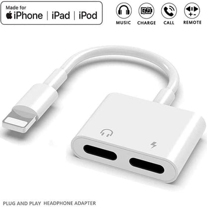 ZS-S1802 2 in 1 8 Pin Male ถึง 8 Pin Charging + 8 Pin Audio Female Connector อะแดปเตอร์หูฟัง, รองรับการโทรและควบคุมสาย, เข้ากันได้กับระบบ IOS ทั้งหมด