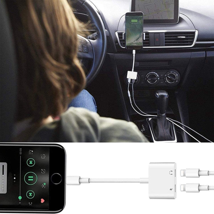 ZS-S1802 2 in 1 8 Pin Male ถึง 8 Pin Charging + 8 Pin Audio Female Connector อะแดปเตอร์หูฟัง, รองรับการโทรและควบคุมสาย, เข้ากันได้กับระบบ IOS ทั้งหมด