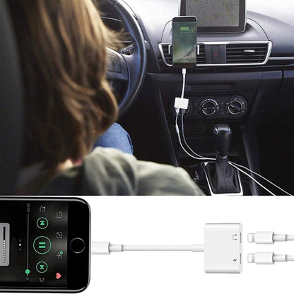 ZS-S1802 2 in 1 8 Pin Male ถึง 8 Pin Charging + 8 Pin Audio Female Connector อะแดปเตอร์หูฟัง, รองรับการโทรและควบคุมสาย, เข้ากันได้กับระบบ IOS ทั้งหมด
