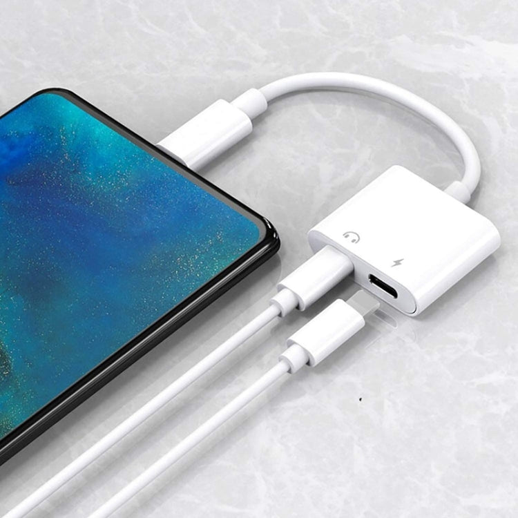 ZS-S1802 2 in 1 8 Pin Male ถึง 8 Pin Charging + 8 Pin Audio Female Connector อะแดปเตอร์หูฟัง, รองรับการโทรและควบคุมสาย, เข้ากันได้กับระบบ IOS ทั้งหมด