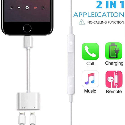 ZS-S1802 2 in 1 8 Pin Male ถึง 8 Pin Charging + 8 Pin Audio Female Connector อะแดปเตอร์หูฟัง, รองรับการโทรและควบคุมสาย, เข้ากันได้กับระบบ IOS ทั้งหมด