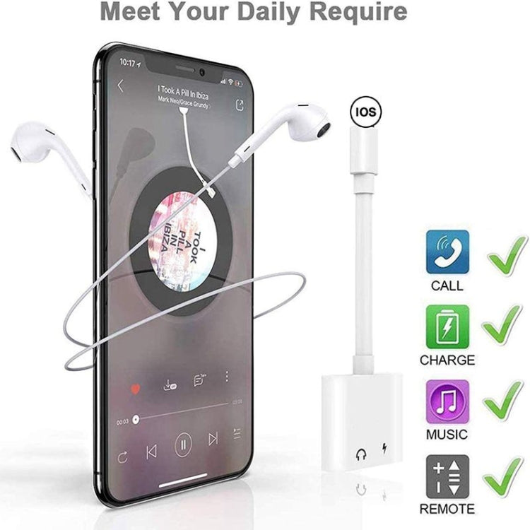 ZS-S1802 2 in 1 8 Pin Male ถึง 8 Pin Charging + 8 Pin Audio Female Connector อะแดปเตอร์หูฟัง, รองรับการโทรและควบคุมสาย, เข้ากันได้กับระบบ IOS ทั้งหมด