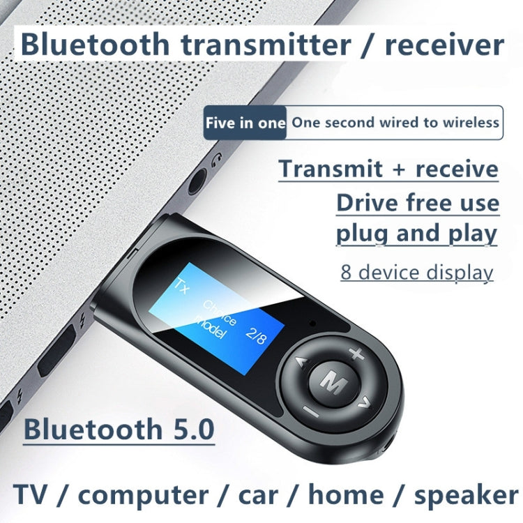 T13 Bluetooth 5.0 ตัวรับสัญญาณบลูทูธ USB และเครื่องส่งสัญญาณพร้อมหน้าจอ