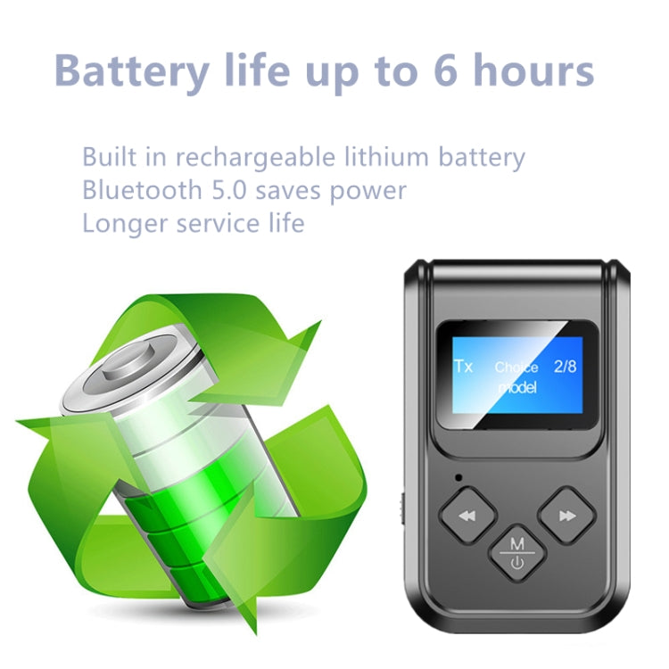 T15 2 in 1 Bluetooth 5.0 เครื่องรับส่งสัญญาณเพลงพร้อมหน้าจอ, T15